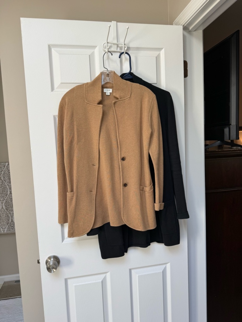J.Crew Camel & Black Open Cardigans